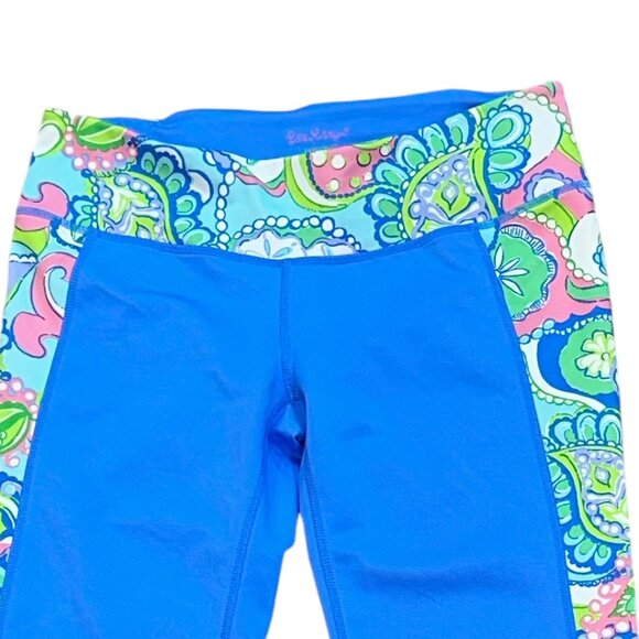 Lilly Pulitzer Luxletic Weekender Crop Leggings Light Blue Medium #98013 Workout - Picture 2 of 7